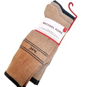 Michael Kors Dress Crew Socks Men's OSFA Brown Earth‎ Tones NWT